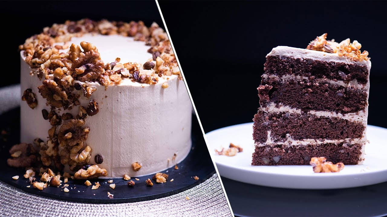 Tort cu Nuca si Cafea + Nuci Caramelizate / Coffee & Walnut Cake + Caramelized Walnuts (EN. SUB.)
