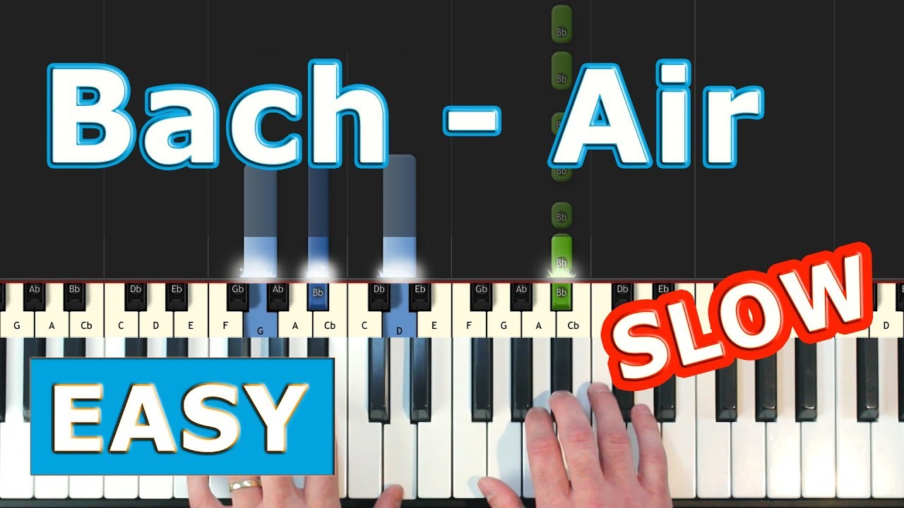 Bach - Air on the G String - SLOW EASY Piano Tutorial