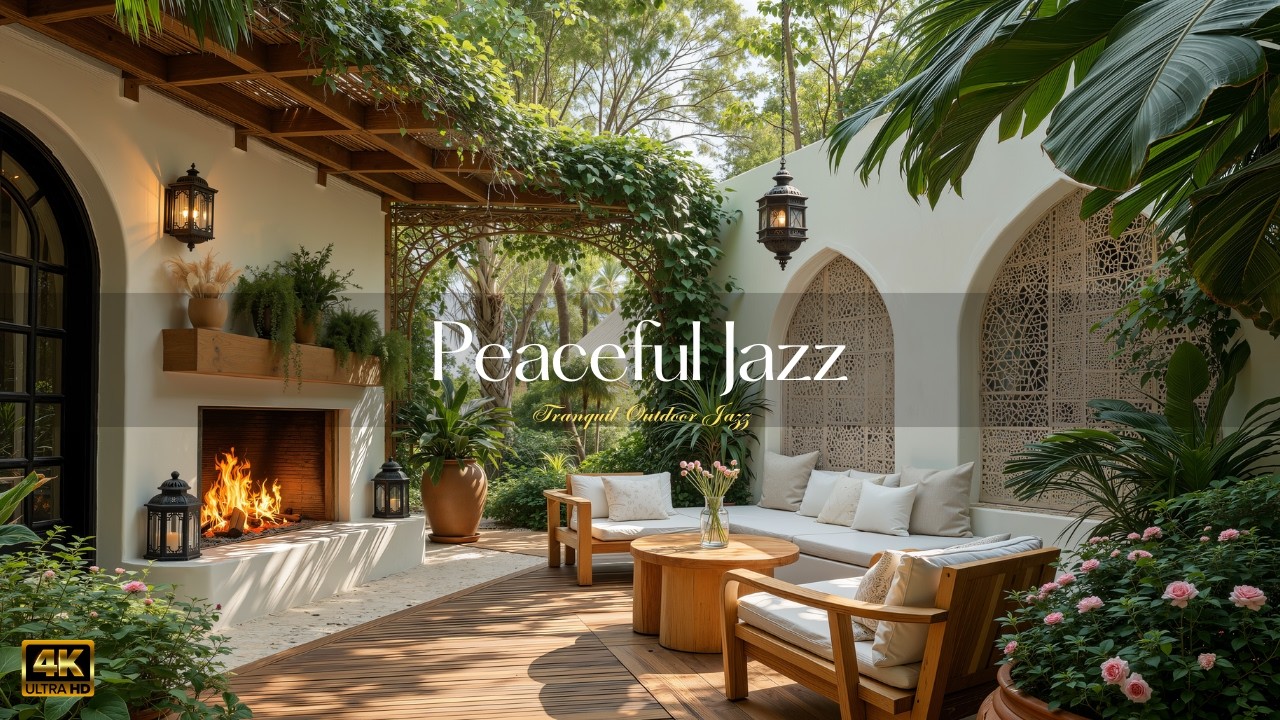 Кафе Secret Garden Jazz С Уютным Камином | Спокойная Джазовая Атмосфера Для Глубокого Расслаблени...