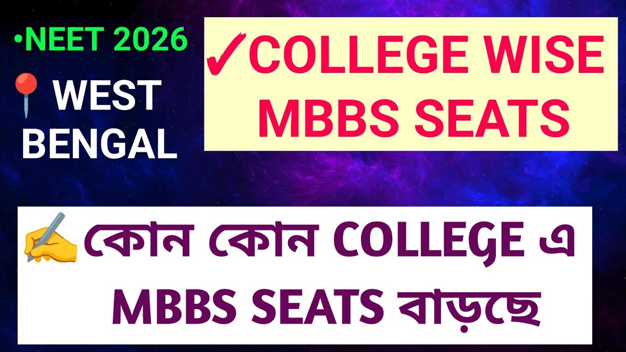 COLLEGE-WISE MBBS SEATS IN WEST BENGAL FOR NEET 2026 BY CATEGORY