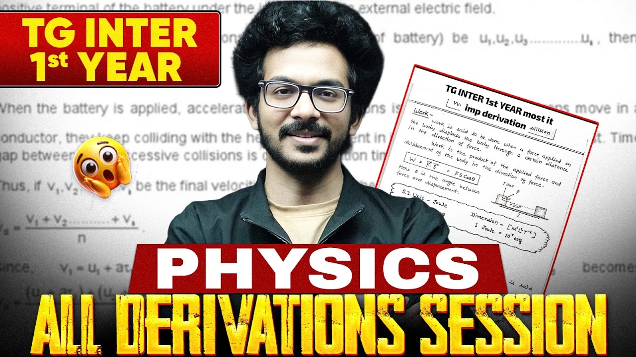 Physics All Derivations Session | TG Inter 1st Year | final exam special