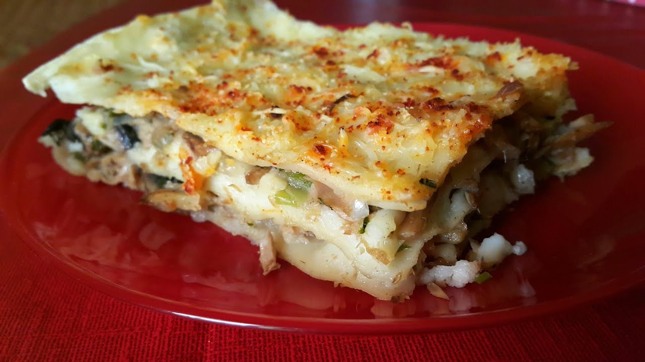 Lasagnes au thon et champignon de paris  لازانيا بالتونة و الفطر