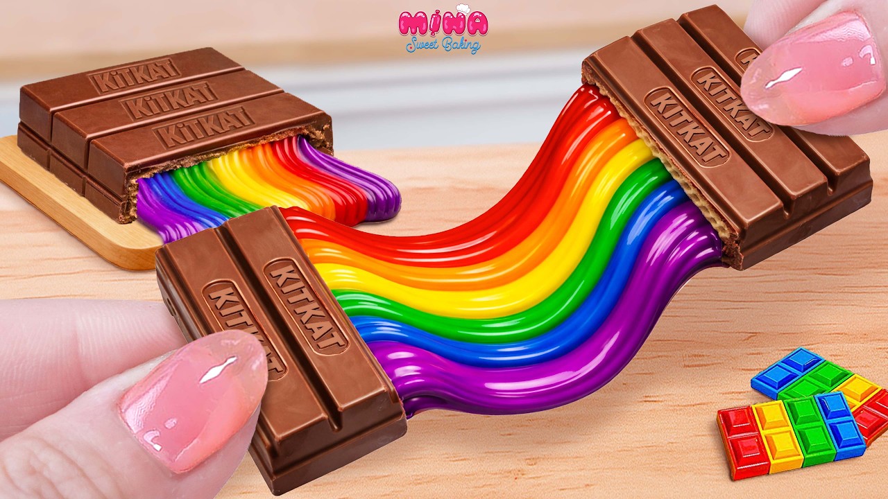🍰Лучшие рецепты тортов KITKAT🍰Подборка миниатюрных радужных тортов из растопленного шоколада | Mi...