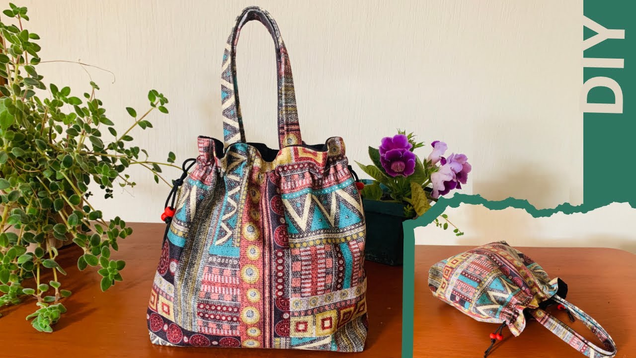 C&oacute;mo hacer un bolso de tela con cord&oacute;n/ bolso de tela s&uacute;per F&aacute;cil y R&aacute;pido de hacer