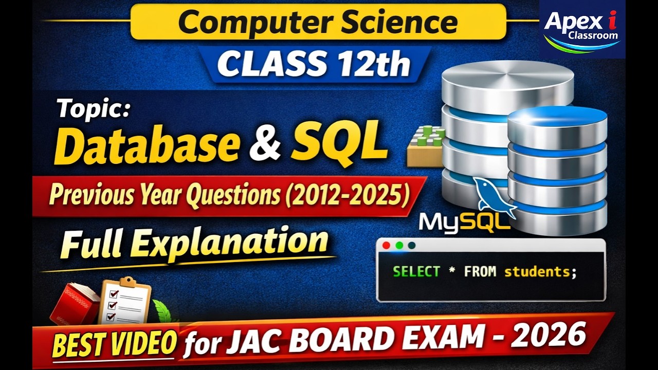 👉 Database & SQL Full Course 🔥 | JAC Board Exam 2026 | All Previous Year Questions (2012-2025)