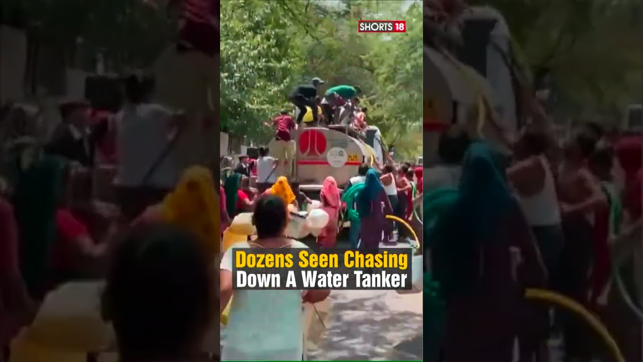 Water Crisis In Delhi As Temperatures Soar, Dozens Seen Chasing Down A Water Tanker | N18S | #shorts