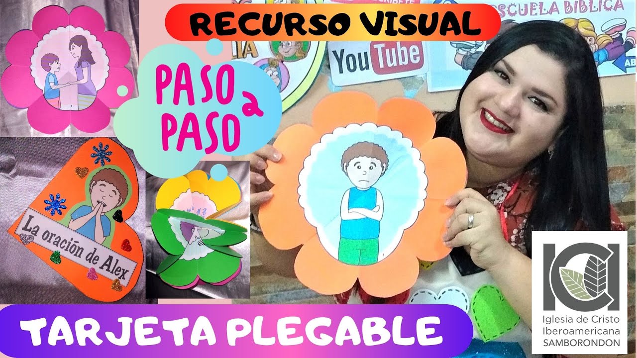 TARJETA PLEGABLE DE FLOR - PASO A PASO - RECURSO VISUAL - CUENTO DE ALEX -  CLASES VIRTUALES