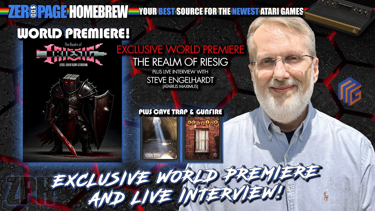 WORLD PREMIERE of NEW Atari 2600 Game The Realm of Riesig from Maximus Games + Cave Trap + Gunfire