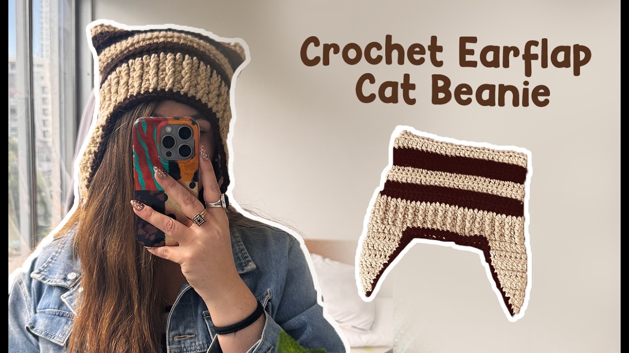 🐱 Crochet Earflap Cat Beanie Tutorial | EASY Beginner-Friendly Crochet Hat with Ears 🧶