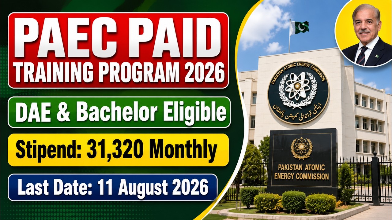 PAEC Paid Training Program 2026 Online Apply | Pakistan Atomic Energy Jobs 2026