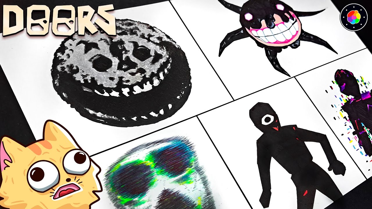 Dibujando las ENTIDADES de DOORS (Rush, Seek, Screech, Glitch y Ambush) #2 | PlastiVerse