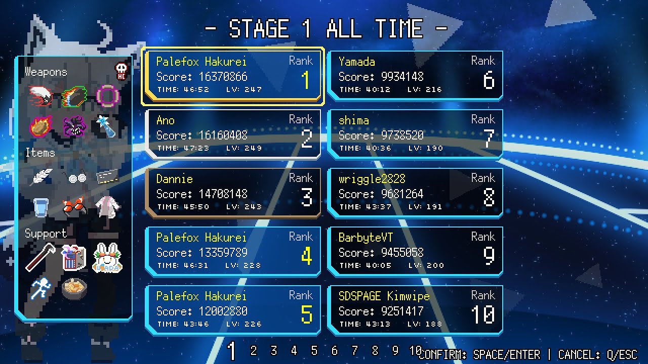 HoloCure v0.7 - Shirakami Fubuki, 16,370,866pts, 46m 52s