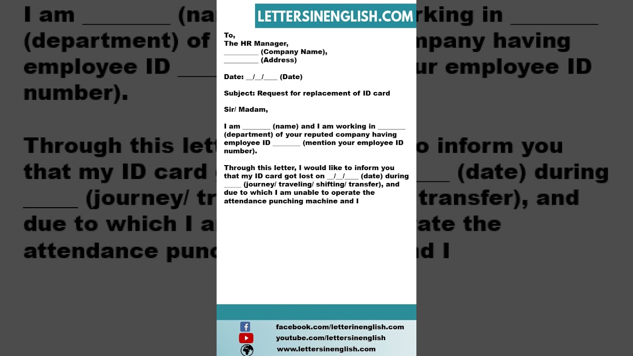 Request Letter for Replacement of Lost Company ID Card