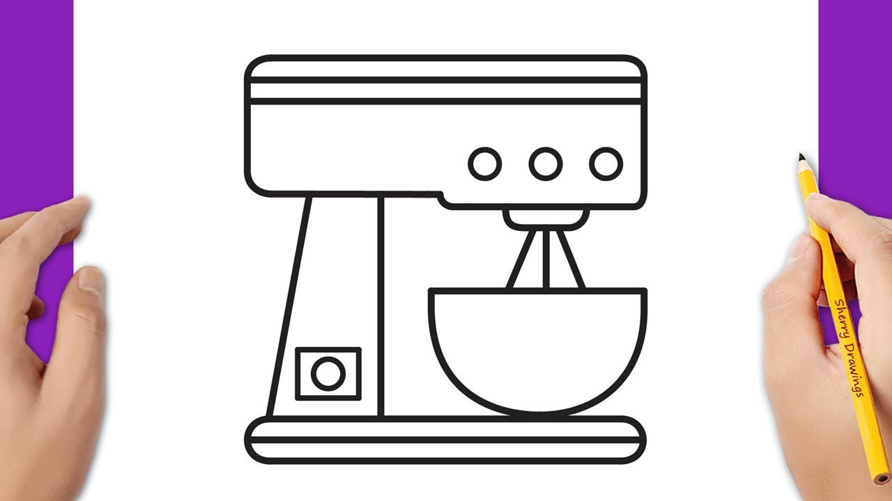 How to draw a kitchen mixer
