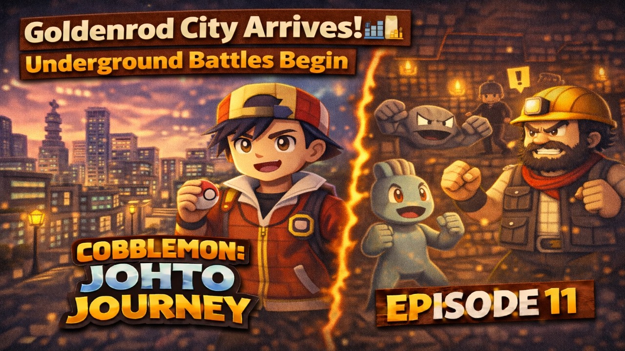 Cobblemon: Johto Journey S2 Ep. 11 - Goldenrod City Arrives! 🏙️ Underground Battles Begin