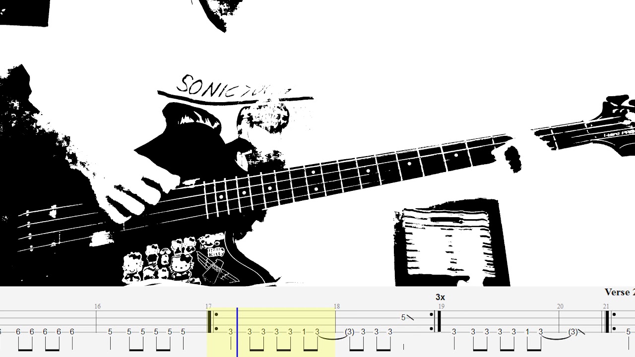Mote — Sonic Youth — Bass cover with tabs (4k)