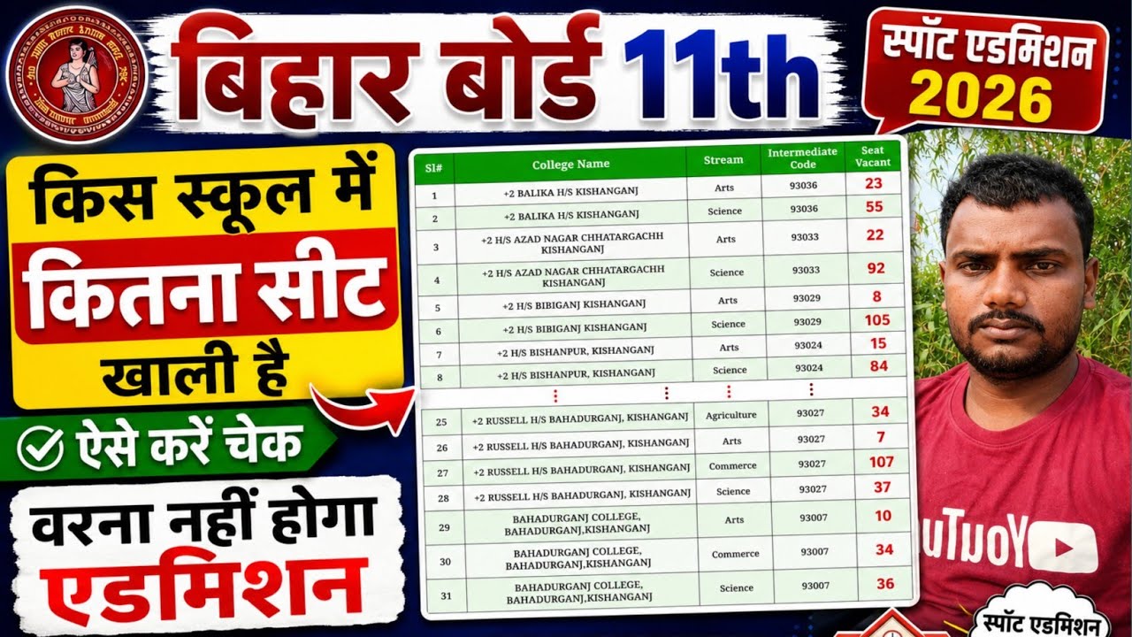 11th स्पॉट एडमिशन किस स्कूल में कितना सीट खाली है कैसे चेक करें 2026|11th spot admission seat vacant