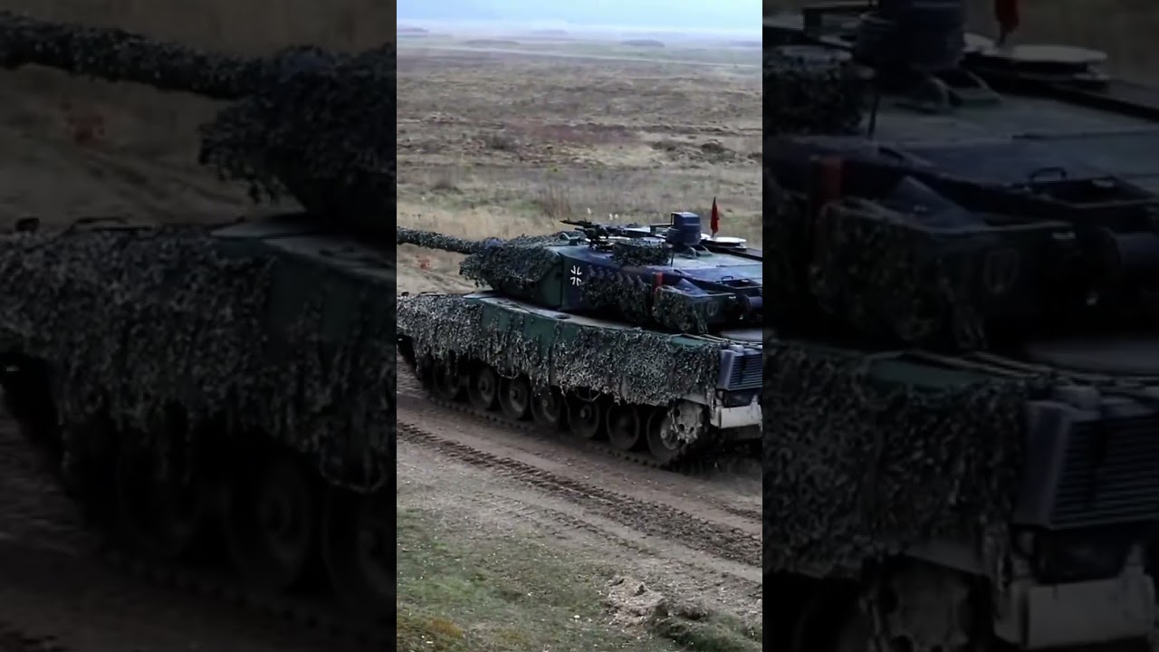 Camouflaged Thunder: German Leopard 2 Tanks Tactical Maneuvers!#shorts #shortvideo