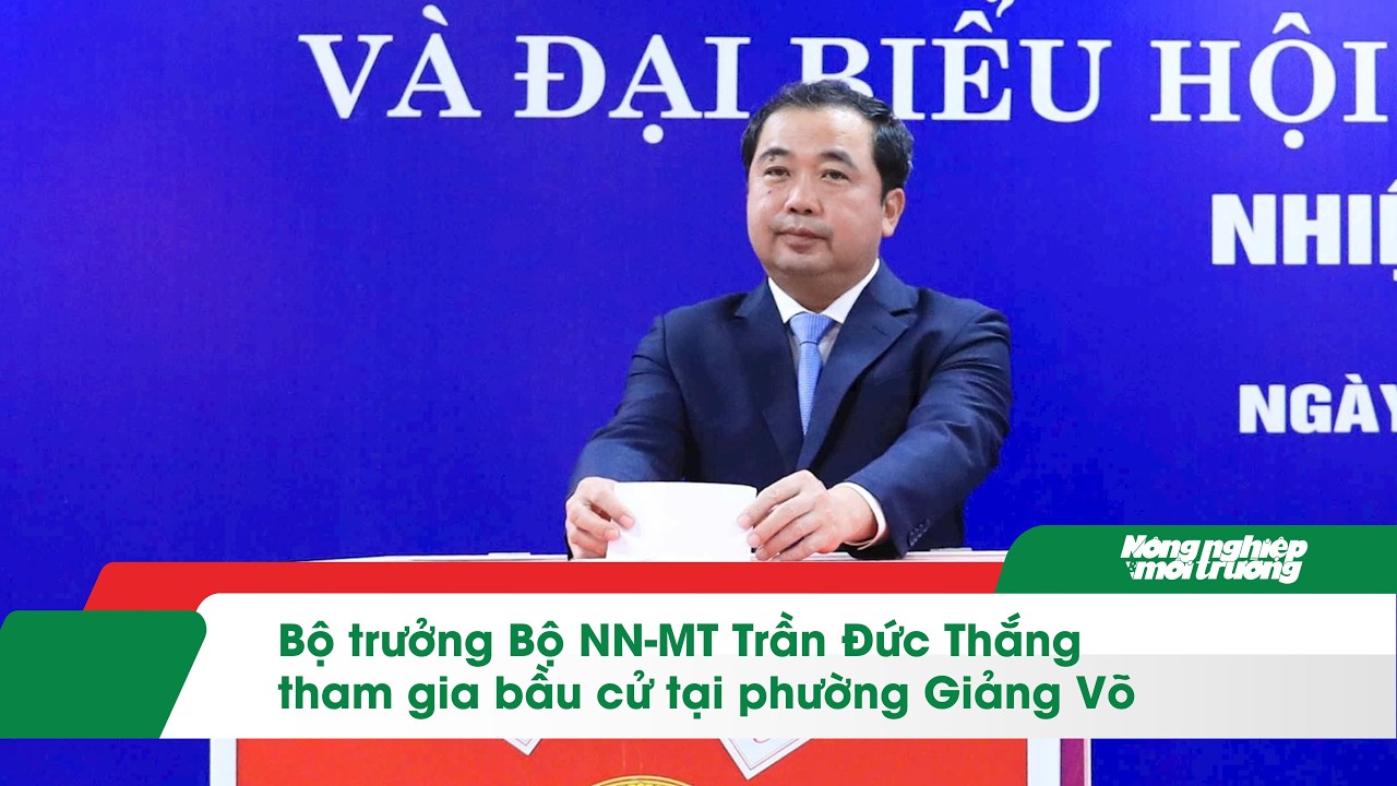 Bộ trưởng Bộ NN-MT Trần Đức Thắng tham gia bầu cử tại phường Giảng Võ