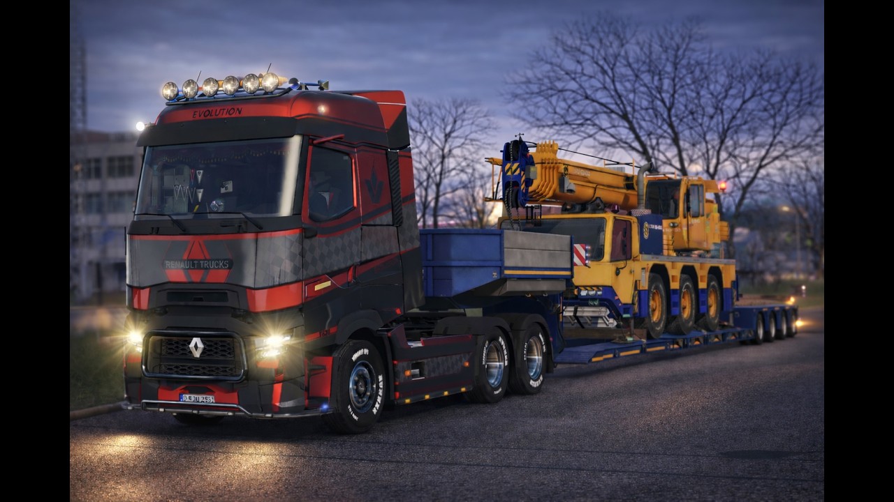 🚚[유로트럭2,ETS2] (IR) 게임플레이,  크레인 운송, 북유럽, RENAULT T, GAME PLAY, SNOWYMOON V2.