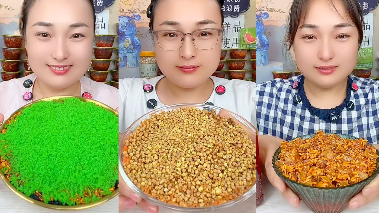 Green Crumb Topped Seafood Mix and Coriander Seed Bowl Mukbang