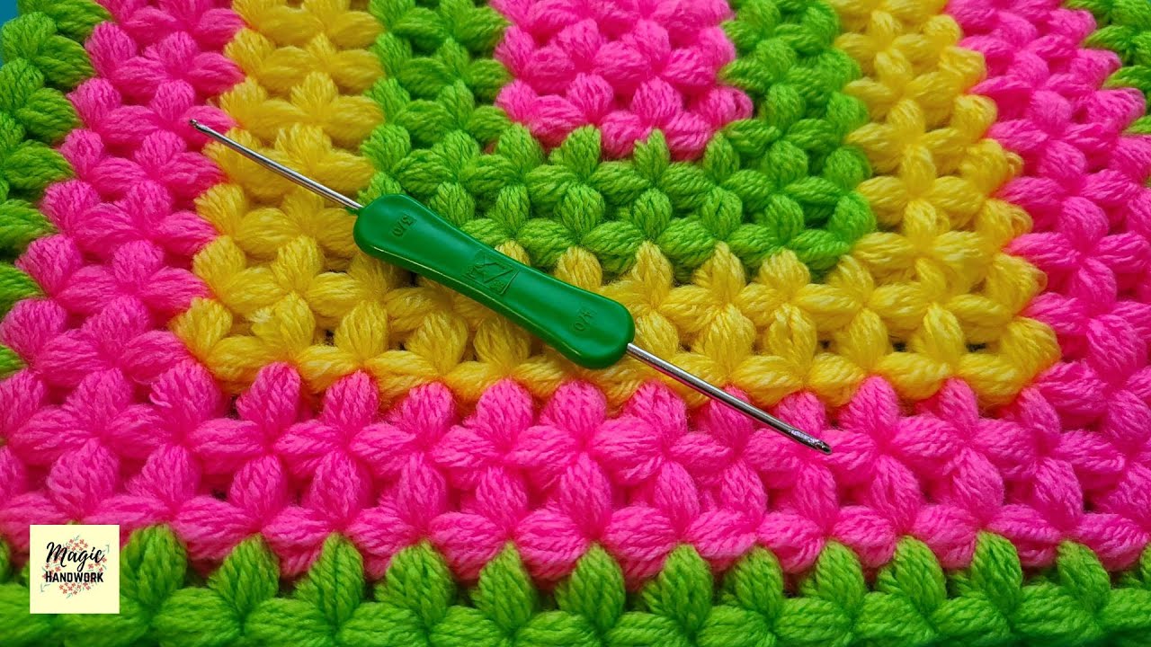 बची खुची ऊन से बनाए सुन्दर पूजा आसन, Flowers stitch, Jasmine Stitch, Crochet Mat, Blankets patterns