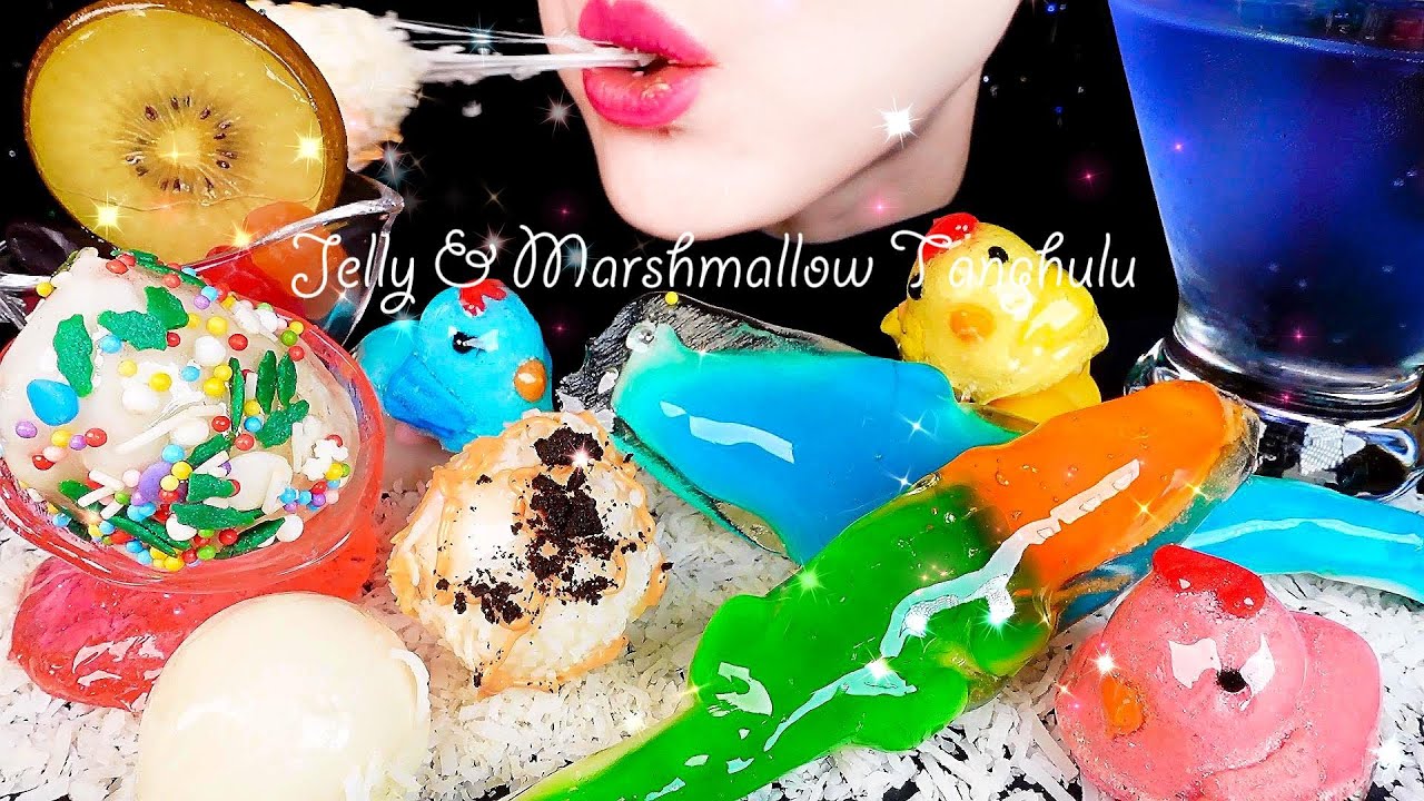 ASMR * HOMEMADE DESSERT * JELLY, MARSHMALLOW TANGHULU MUKBANG 쫀득한 젤리,마시멜로우 탕후루먹방/Shorts Nunsaegi 쇼츠