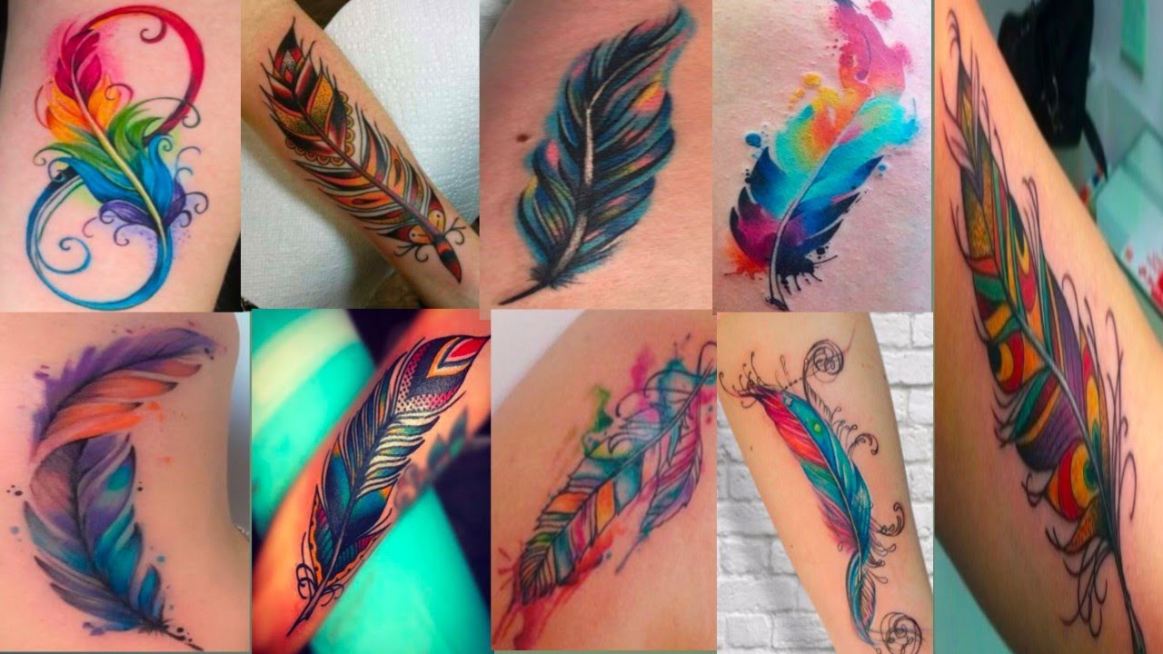 Colourful feather tattoo designs for men/ Trending tattoo designs for men/feather tattoo for men