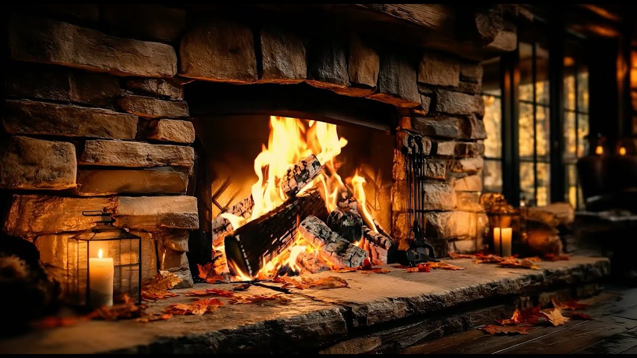 Cozy Fireplace with Crackling Fire Sounds | Relaxation, Sleep & Study Ambience