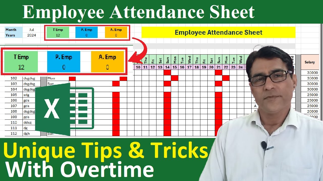 🔥 Attendance Sheet in Excel | Fully Automated ATTENDANCE Sheet With OVERTIME in Excel