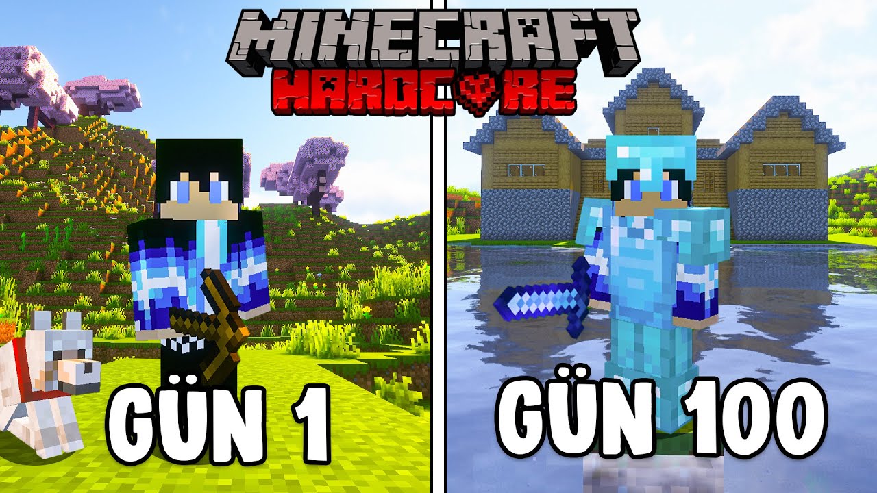 Minecraft Hardcore'da 100 Gün Hayatta Kaldım!