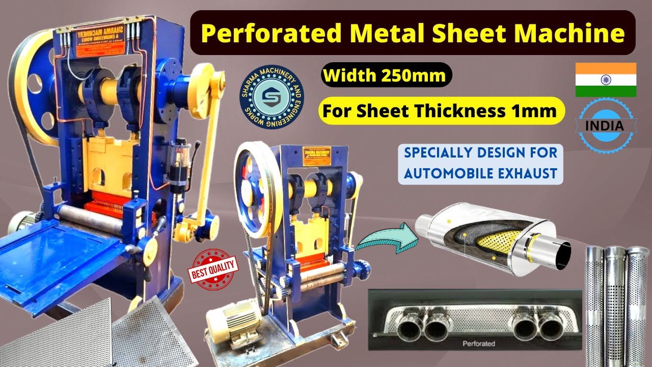 PERFORATED METAL SHEET MACHINE | 250MM WIDTH| FOR 1MM THICKNESS| AUTOMOBILE EXHAUST| #Perforation