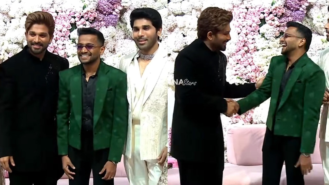 Basil Joseph, Allu Arjun Fun Moments @ Allu Sirish and Nayanika Pre-Wedding Reception