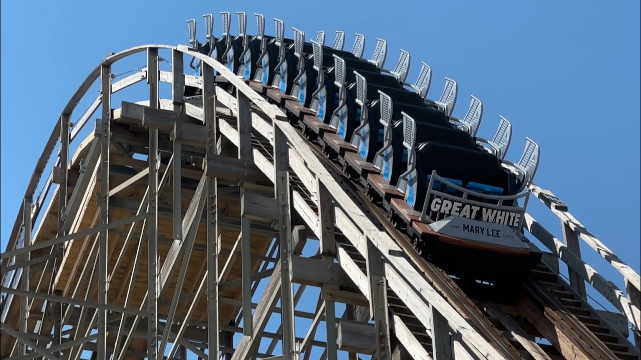 Great White **NEW TRAINS** (4K OFF Ride POV)- Morey's Piers, Wildwood, NJ