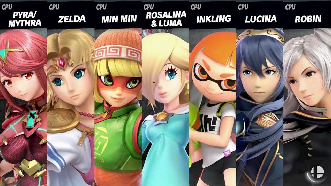 Pyra/Mythra vs Zelda vs Min Min vs Rosalina vs Inkling vs Lucina vs Robin F