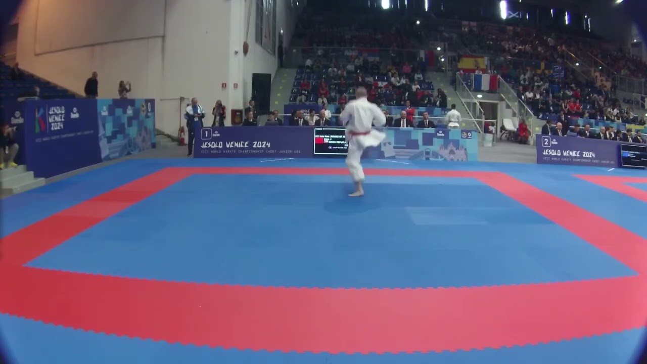 Filip Pohl VS Lucas Chaffort. U21 Male Kata. Pool 1 - Round 2. World Karate Championship 2024.
