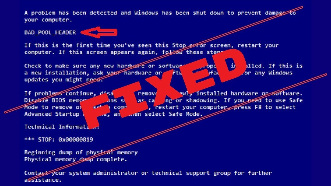 Bad_Pool_Header Error in Windows 7/8/8.1/10 [FIXED IN SECONDS]