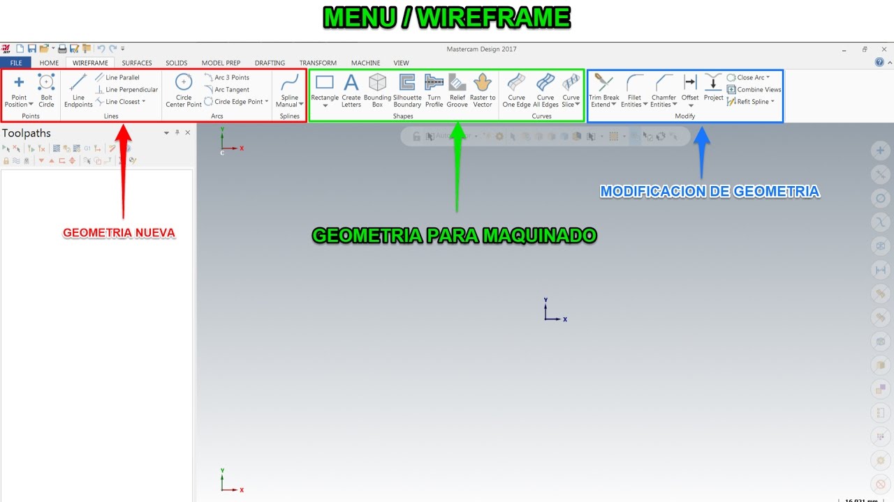 01 CONOCIENDO LA INTERFAZ DE MASTERCAM 2017