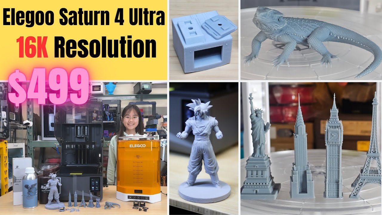 Elegoo Saturn 4 Ultra 16K Resin 3D Printer – Auto Leveling, Resin Heating, Tilt Release Tray