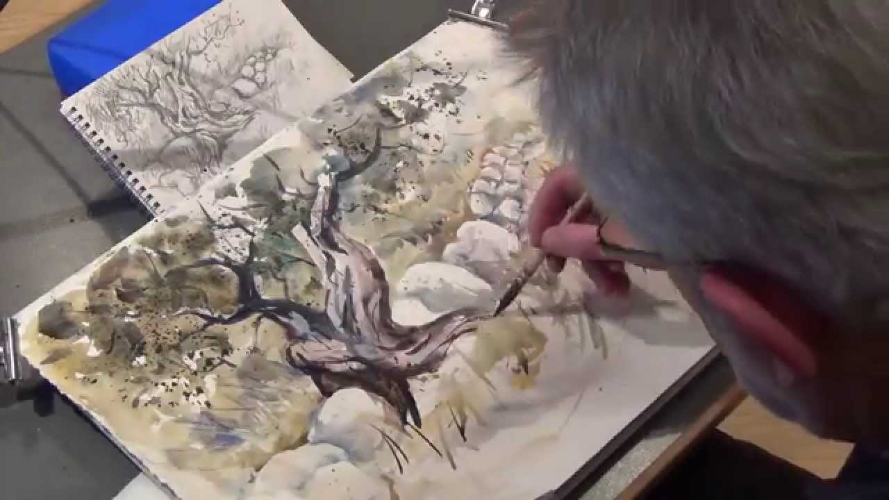 olive tree in watercolor