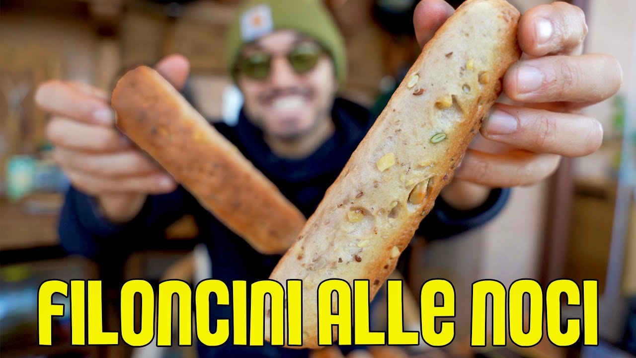 Filoncini di PANE al miele e NOCI.. TANTE noci.. TROPPE NOCI *  senza planetaria, facili e veloci *