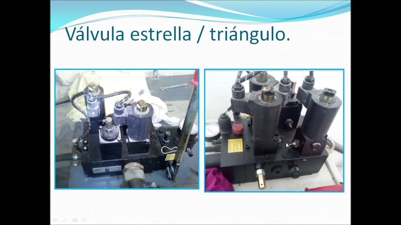 Regulación del grupo de válvulas de un típico ascensor hidráulico de 2 velocidades.