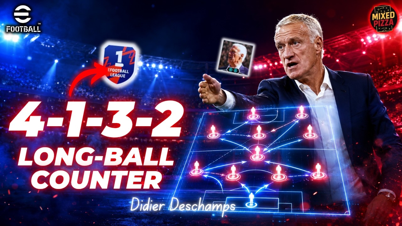 Didier Deschamps 4-1-3-2 Long Ball Counter Tactic In eFootball&trade;2026 | Setup & Gameplay