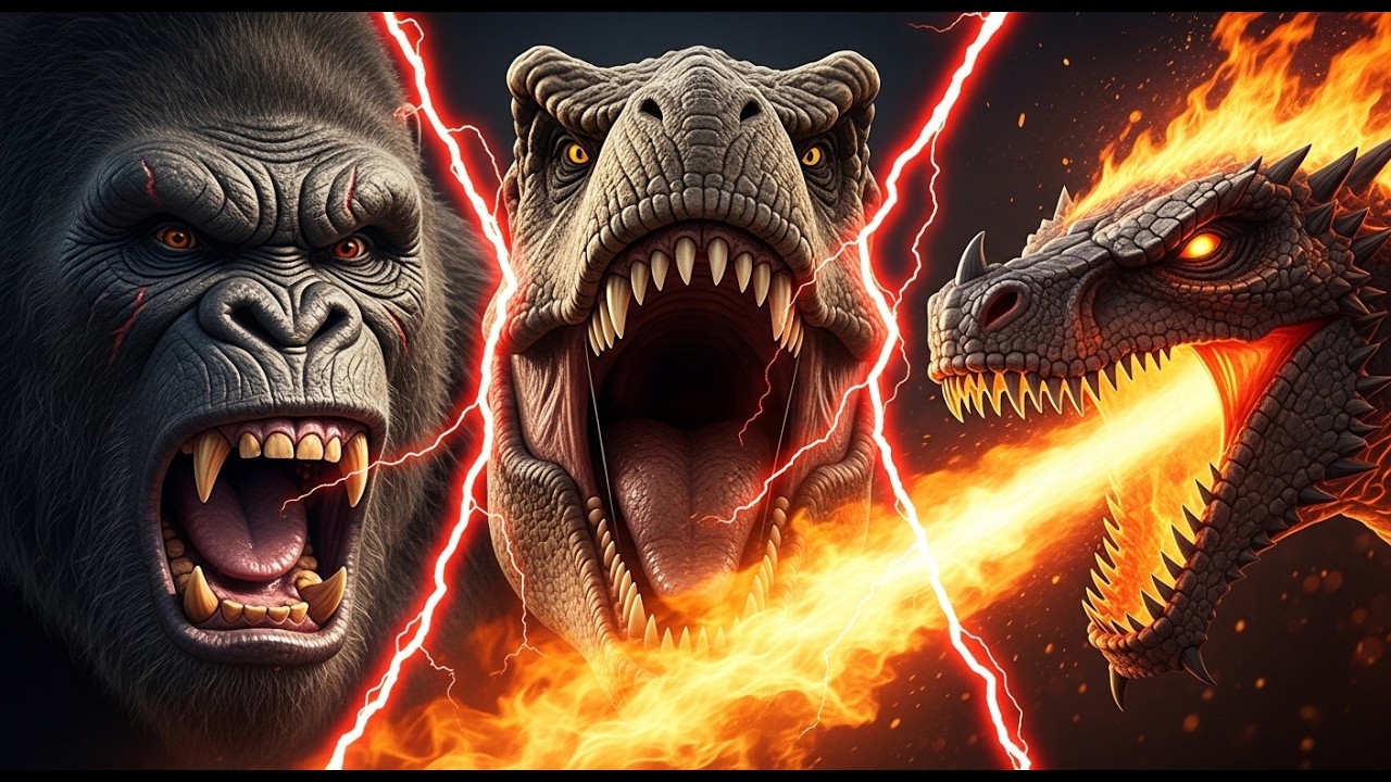 What Happens When King Kong and T-Rex Fight a Fire Dragon?