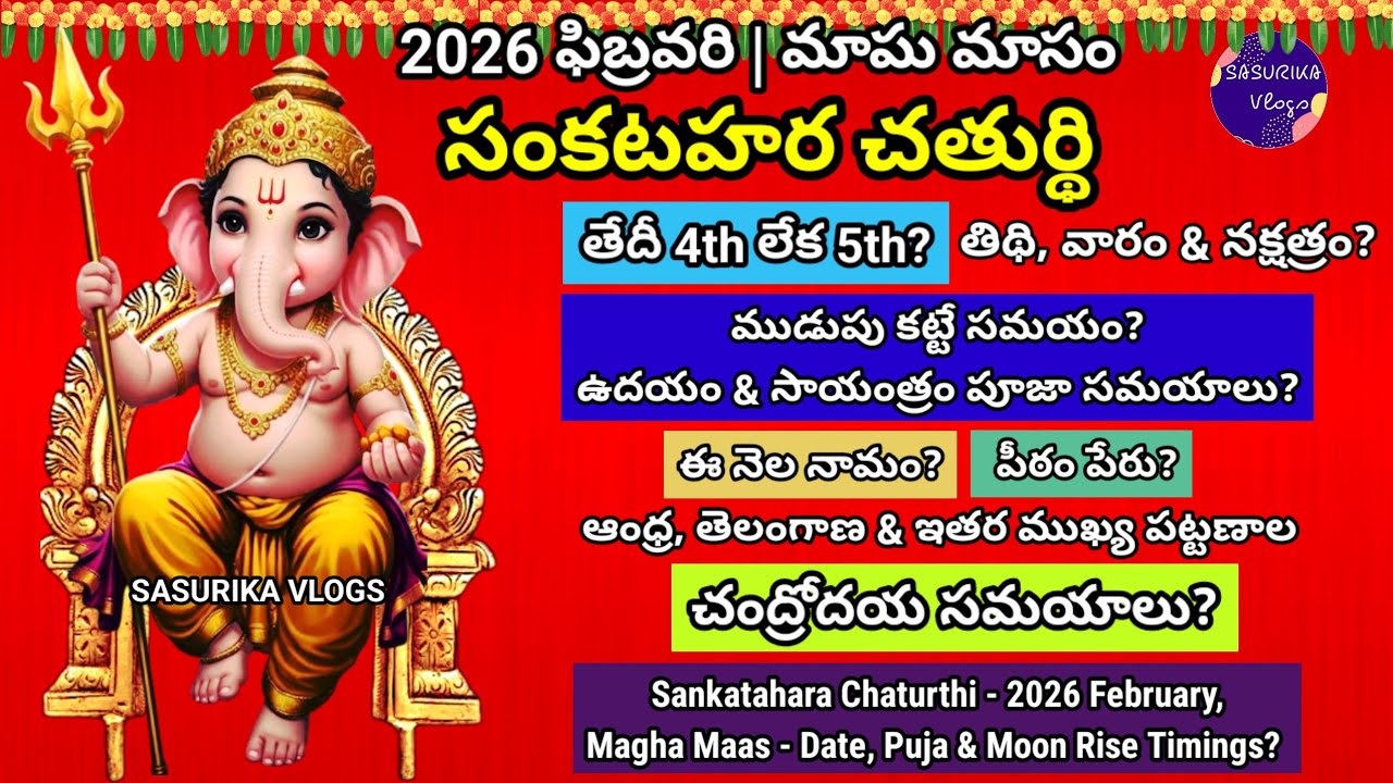 Sankatahara Chaturthi February 2026 Date | Sankatahara Chaturthi 2026 February | Sankashti Chaturthi