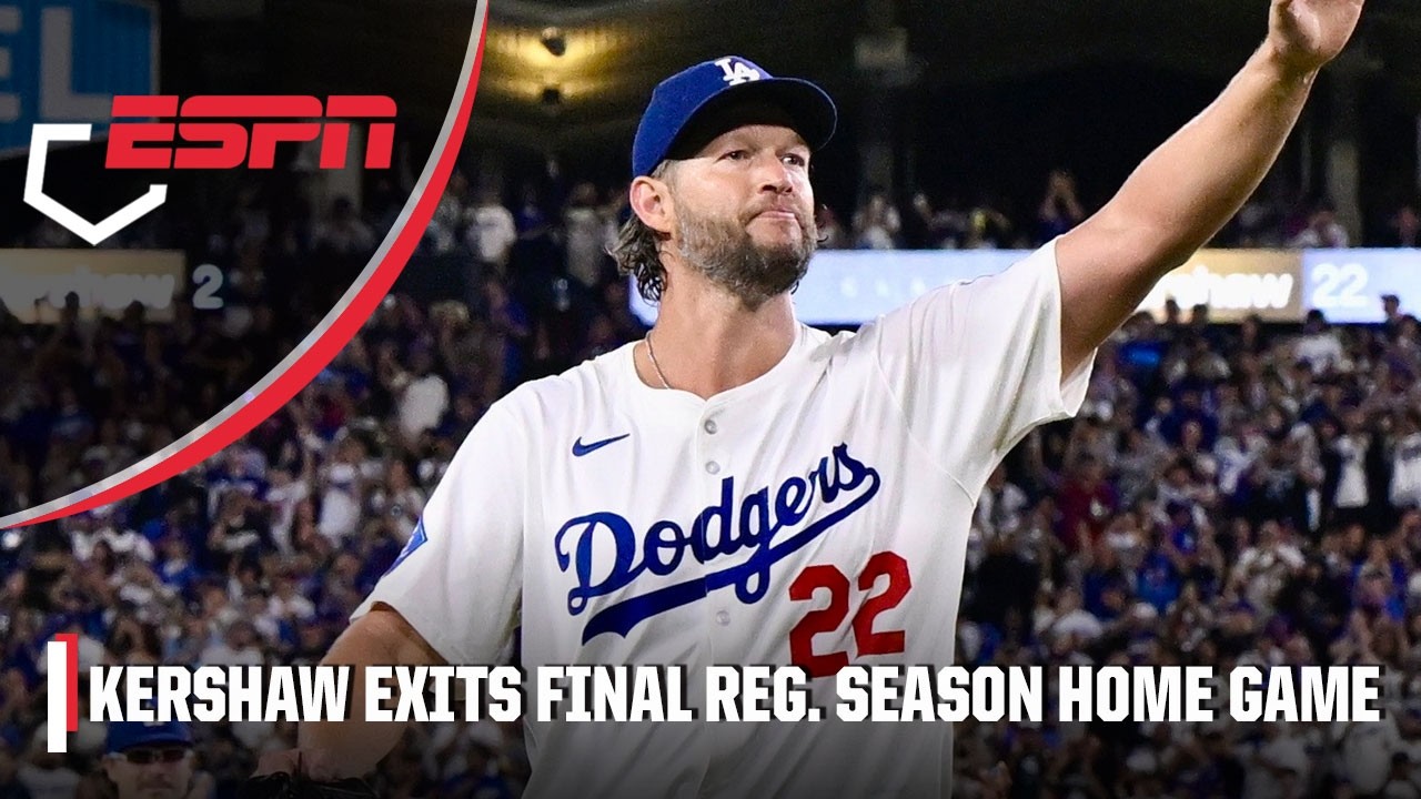 Clayton Kershaw receives standing ovation exiting final regular-season home game 👏 | ESPN MLB