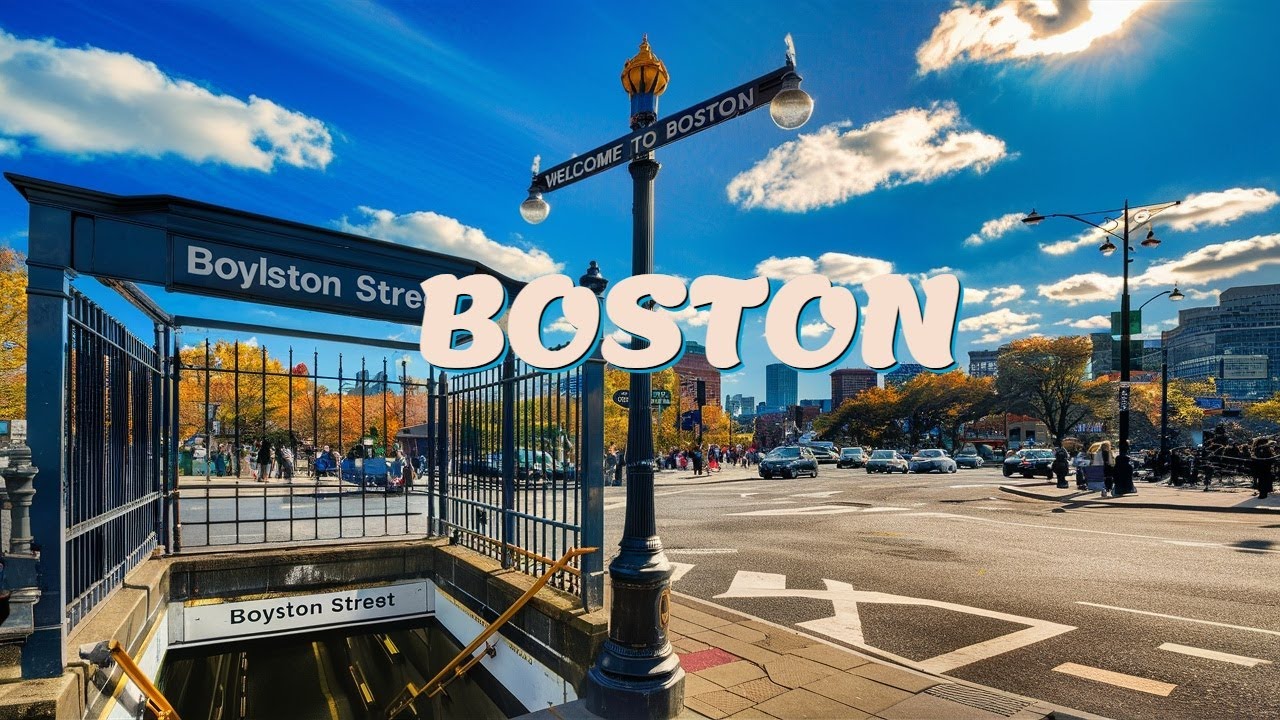 [4K] Walking tour of Historic Boylston Street in Boston