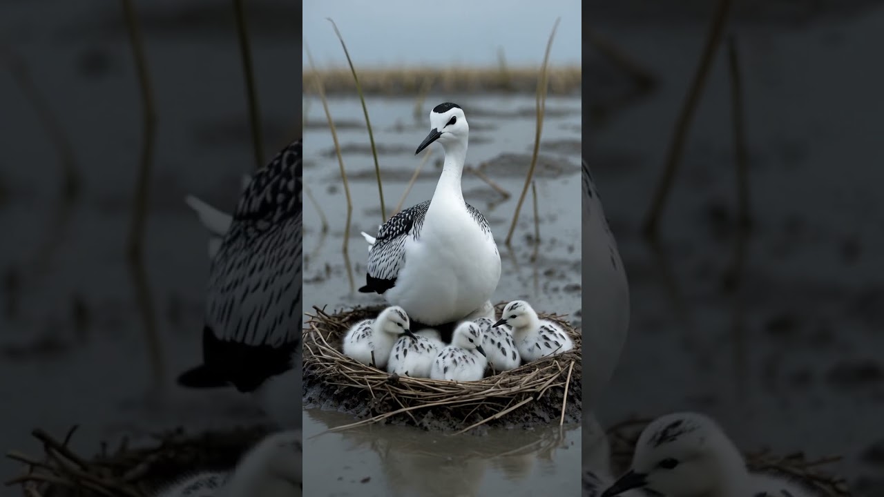 Pied Avocet Nesting Near the Salt Marsh 