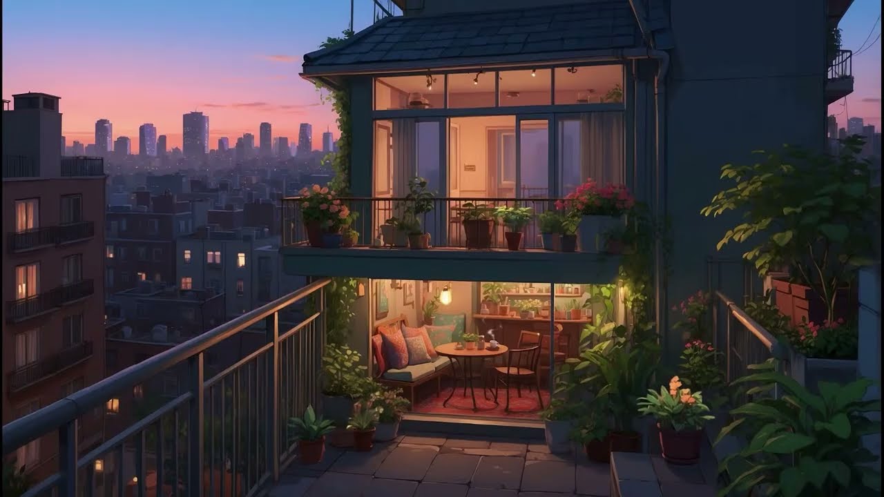 Городской сад на закате 🌃 Расслабляющие Lofi-биты на балконе 🌿