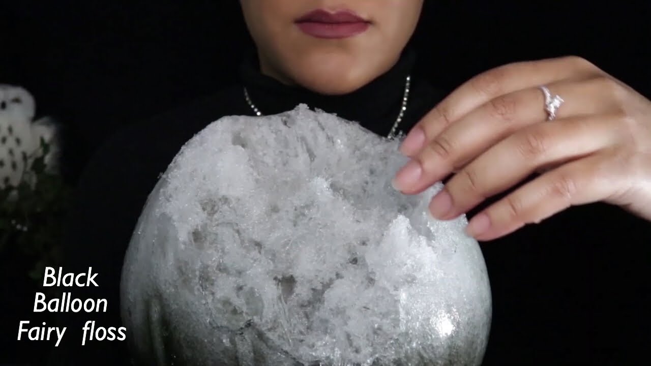 ASMR BLACK COTTON ICE/WHITE FAIRY FLOSS BALLOON COMPILATION